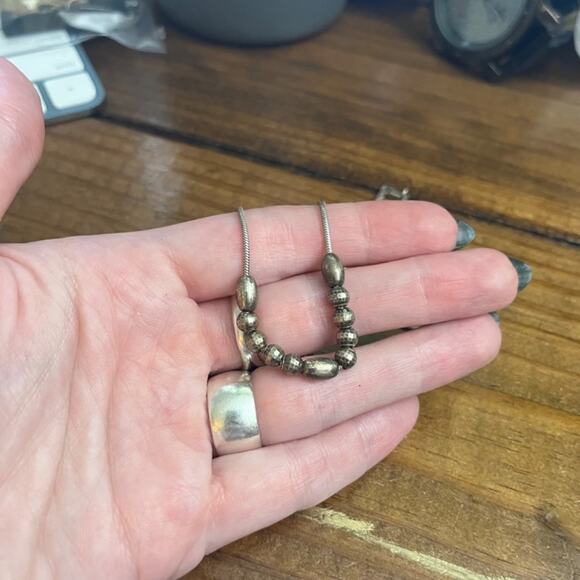 Vintage 90s Classic 925 Sterling Silver Beaded Delicate Minimalist Necklace B3 - Picture 4 of 10